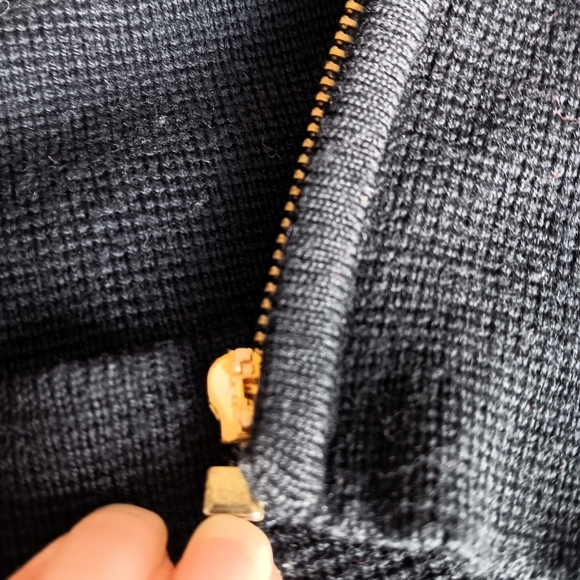 Women's Liz Claiborne navy wool zip-front sweater size L - Picture 3 of 4